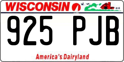 WI license plate 925PJB