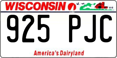WI license plate 925PJC