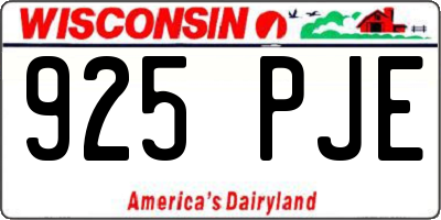 WI license plate 925PJE