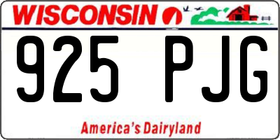 WI license plate 925PJG