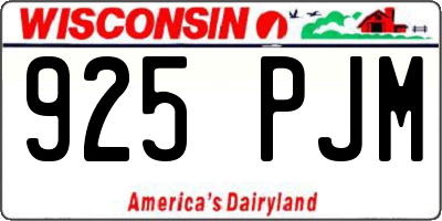 WI license plate 925PJM