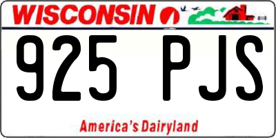 WI license plate 925PJS