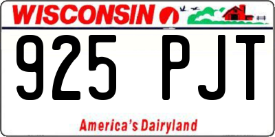 WI license plate 925PJT