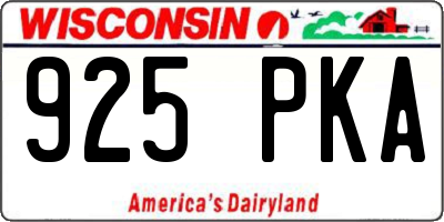 WI license plate 925PKA