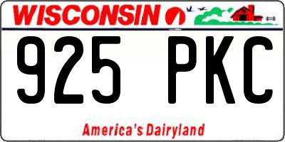 WI license plate 925PKC