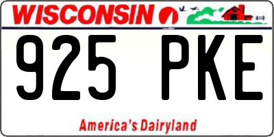 WI license plate 925PKE