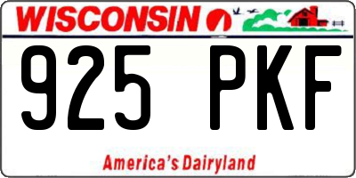 WI license plate 925PKF