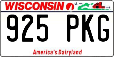 WI license plate 925PKG