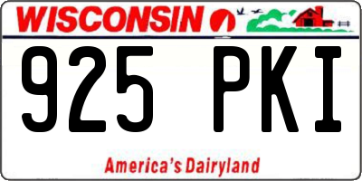 WI license plate 925PKI