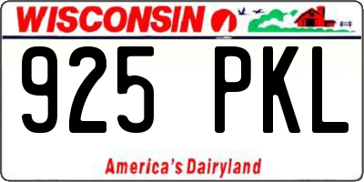 WI license plate 925PKL