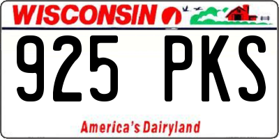 WI license plate 925PKS