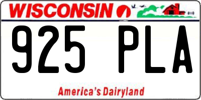 WI license plate 925PLA