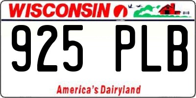 WI license plate 925PLB