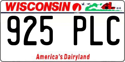 WI license plate 925PLC