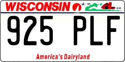 WI license plate 925PLF