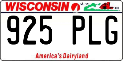 WI license plate 925PLG