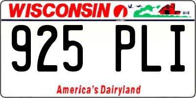 WI license plate 925PLI