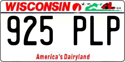 WI license plate 925PLP