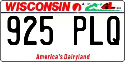 WI license plate 925PLQ