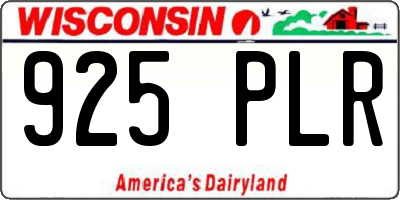 WI license plate 925PLR