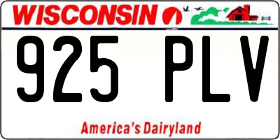 WI license plate 925PLV