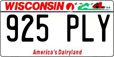 WI license plate 925PLY