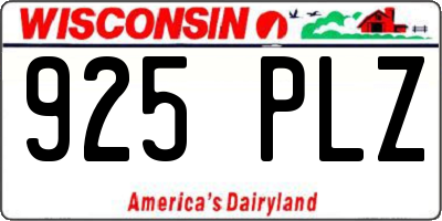 WI license plate 925PLZ