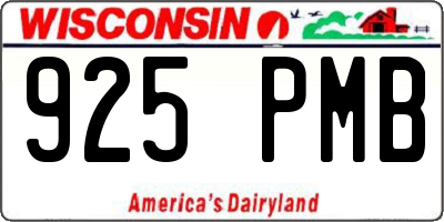 WI license plate 925PMB