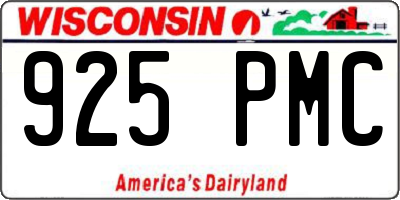 WI license plate 925PMC