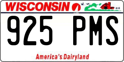WI license plate 925PMS