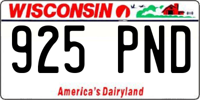WI license plate 925PND