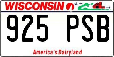 WI license plate 925PSB