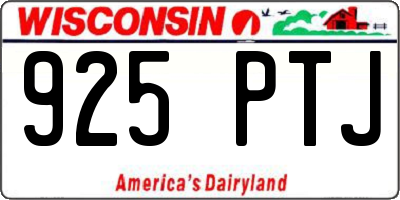 WI license plate 925PTJ