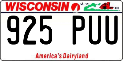 WI license plate 925PUU