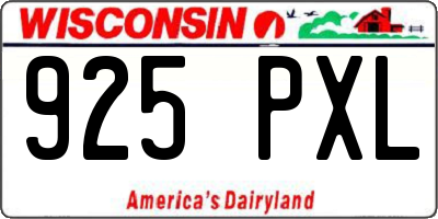 WI license plate 925PXL