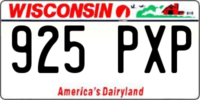 WI license plate 925PXP