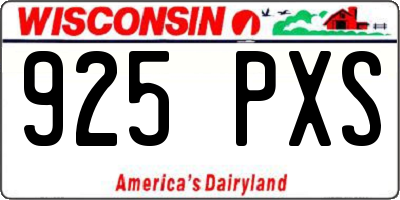 WI license plate 925PXS