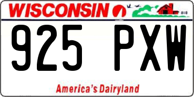 WI license plate 925PXW