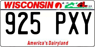 WI license plate 925PXY