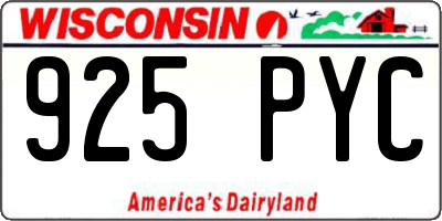 WI license plate 925PYC