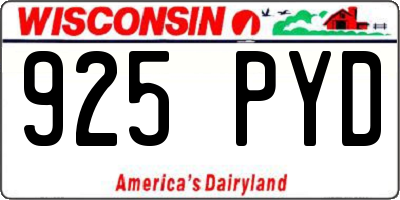 WI license plate 925PYD