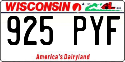 WI license plate 925PYF