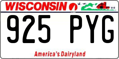 WI license plate 925PYG