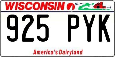 WI license plate 925PYK