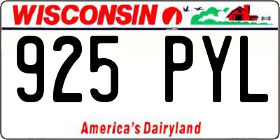 WI license plate 925PYL