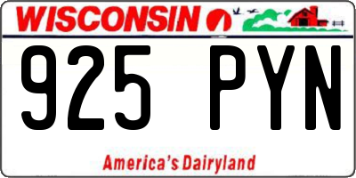 WI license plate 925PYN