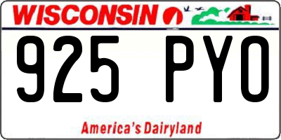 WI license plate 925PYO