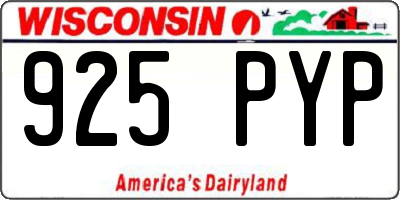 WI license plate 925PYP