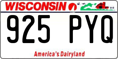 WI license plate 925PYQ