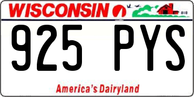 WI license plate 925PYS